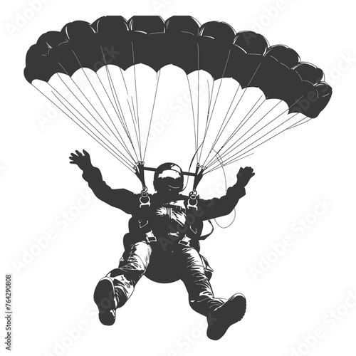Silhouette skydiver man full body black color only