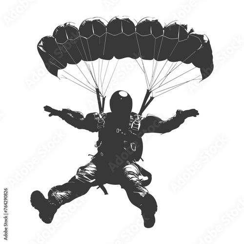 Silhouette skydiver man full body black color only