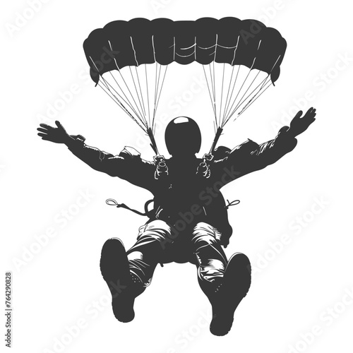 Silhouette skydiver man full body black color only
