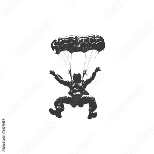 Silhouette skydiver man full body black color only