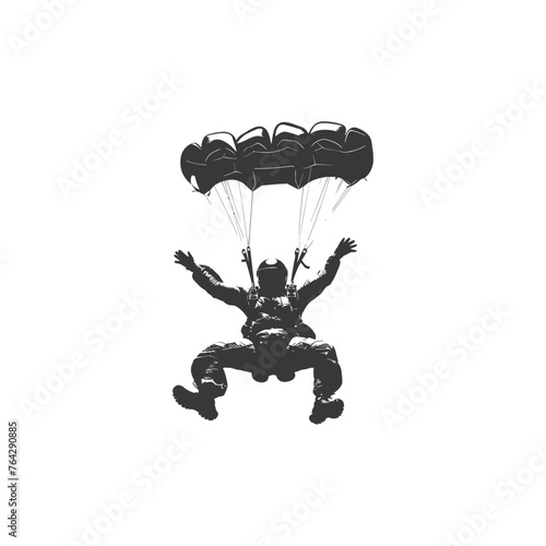 Silhouette skydiver man full body black color only