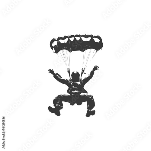 Silhouette skydiver man full body black color only