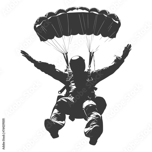 Silhouette skydiver man full body black color only