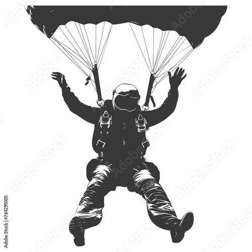 Silhouette skydiver man full body black color only