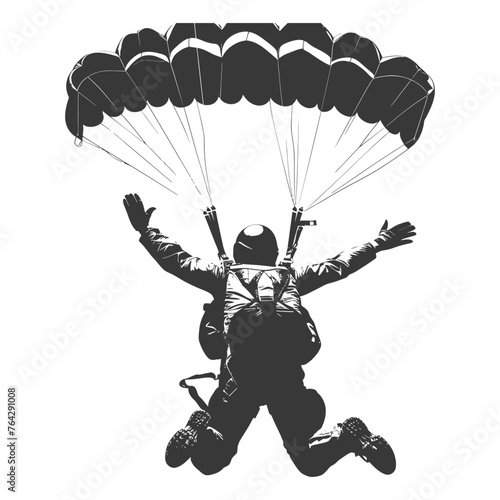 Silhouette skydiver man full body black color only