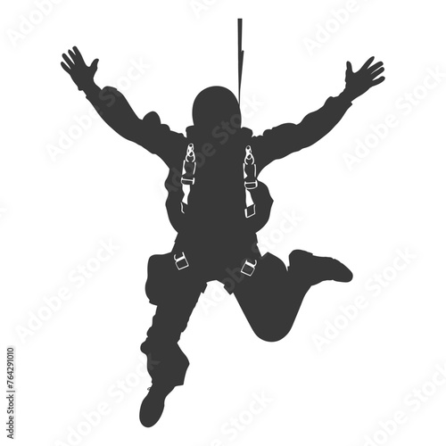 Silhouette skydiver man full body black color only