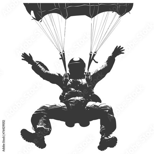 Silhouette skydiver man full body black color only