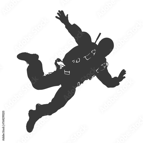 Silhouette skydiver man full body black color only