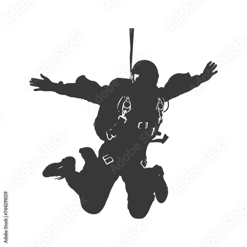 Silhouette skydiver man full body black color only