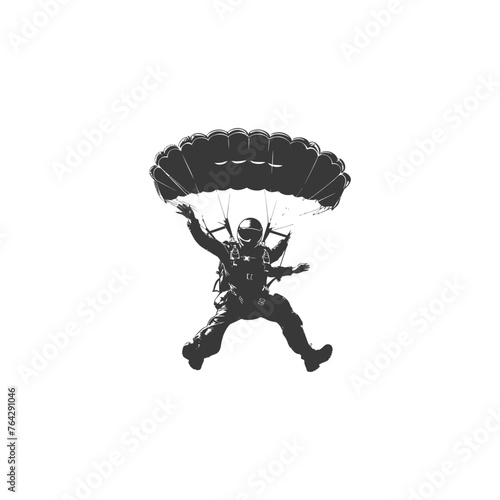 Silhouette skydiver man full body black color only