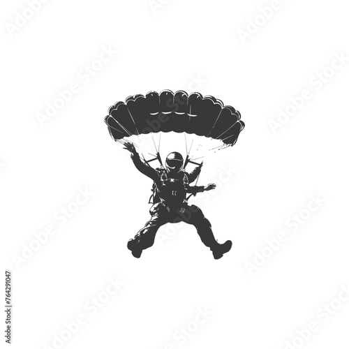 Silhouette skydiver man full body black color only