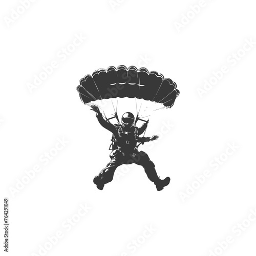 Silhouette skydiver man full body black color only