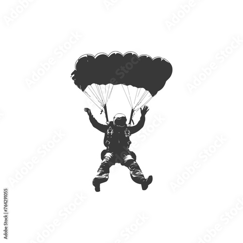 Silhouette skydiver man full body black color only