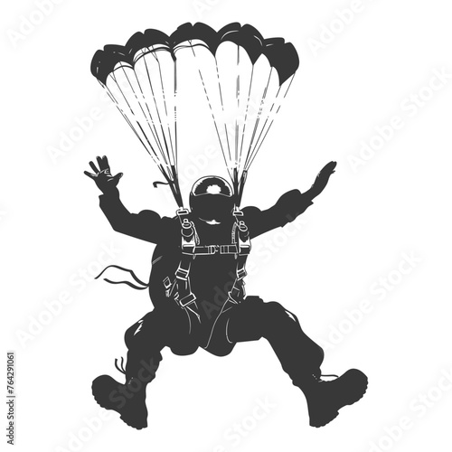 Silhouette skydiver man full body black color only