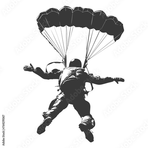 Silhouette skydiver man full body black color only