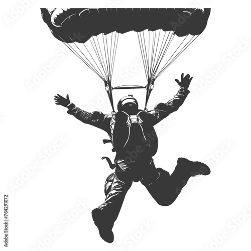 Silhouette skydiver man full body black color only
