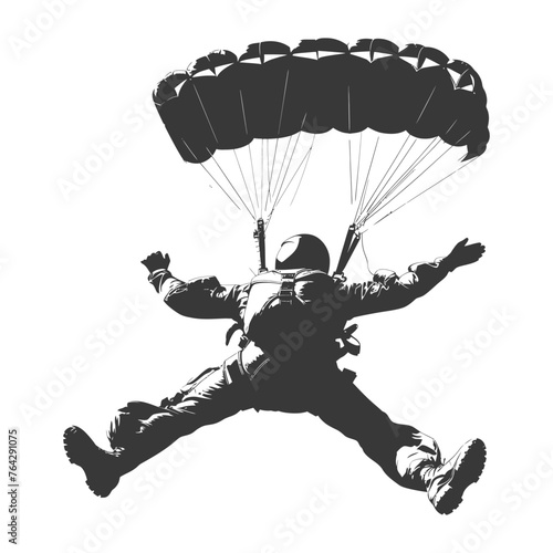 Silhouette skydiver man full body black color only