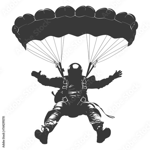 Silhouette skydiver man full body black color only