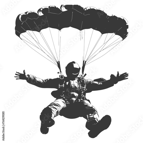 Silhouette skydiver man full body black color only