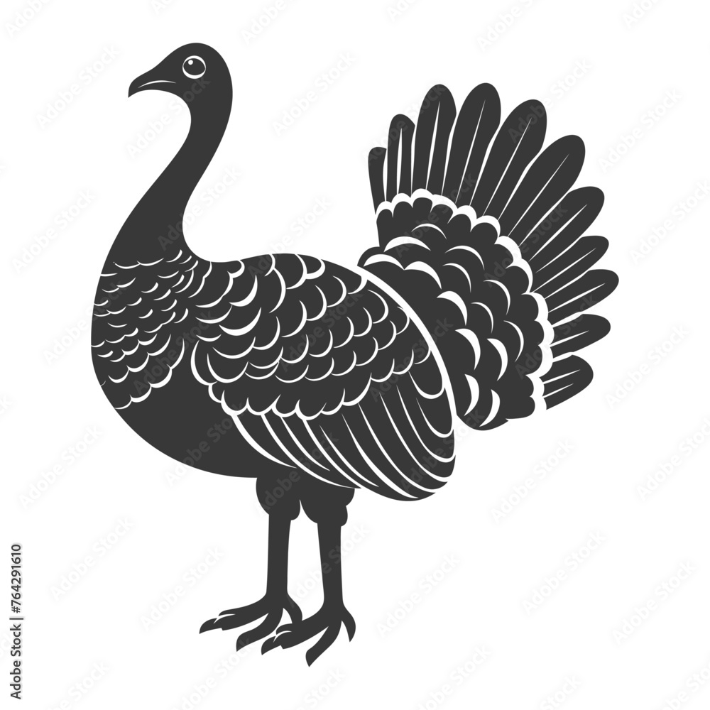Fototapeta premium Silhouette Turkey Animal black color only full body