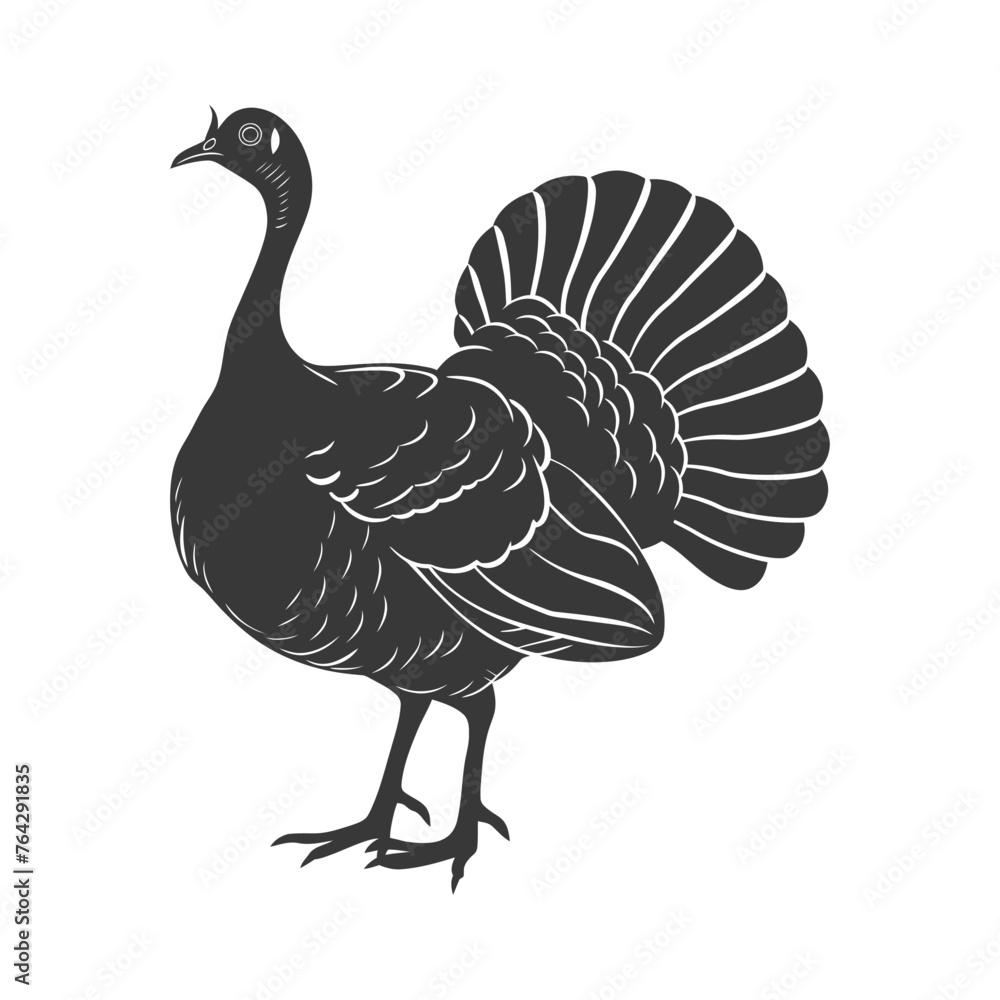 Silhouette Turkey Animal black color only full body Silhouette Turkey Animal black color only full body