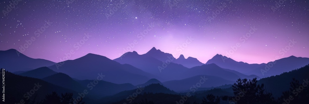 Fototapeta premium Starry Twilight above Serene Mountain Range