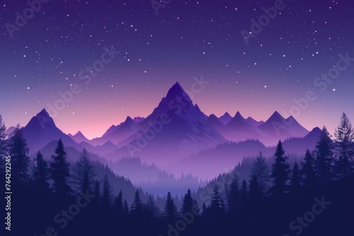 Tranquil Night Sky over Mountain Silhouettes © Landscape Planet