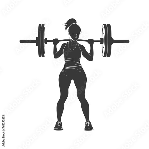 Silhouette Woman weightlifting Player in action full body black color only