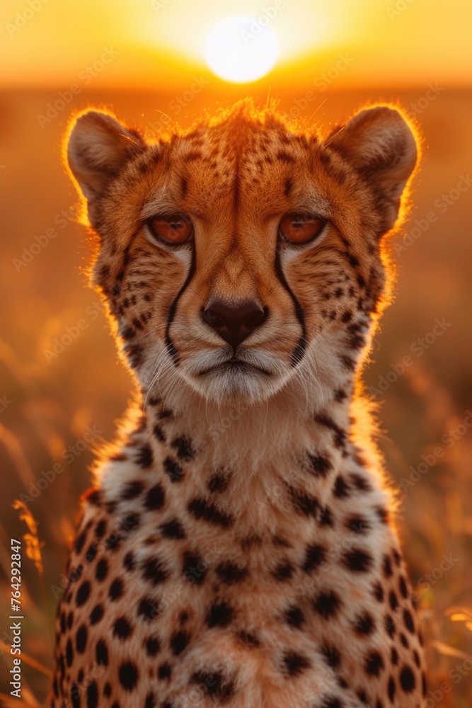 Fototapeta premium Cheetah in the Wild, Focused Stare