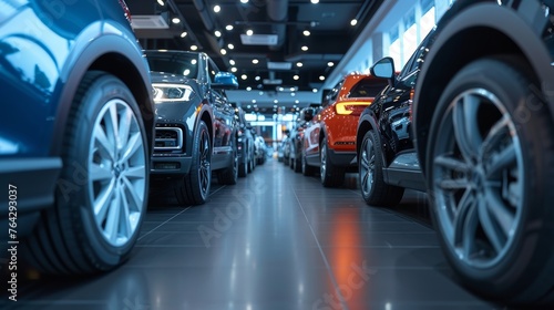 A photo showcasing a lineup of new vehicles in stock, illustrating the abundance and variety in the car industry © Orxan