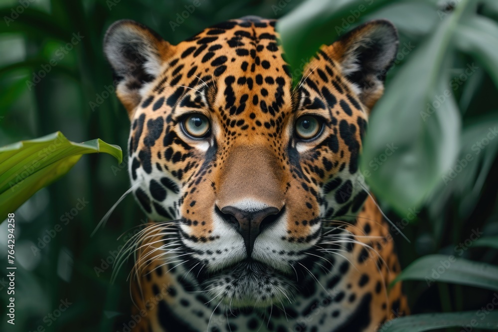 Hidden Jaguar Peek, Lush Green Foliage Hidden Jaguar Peek, Lush Green Foliage