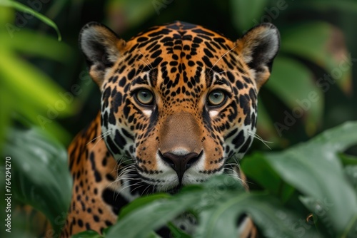 Hidden Jaguar Peek, Lush Green Foliage © Landscape Planet