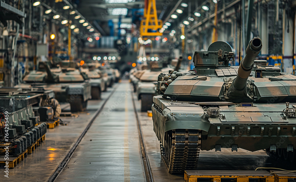Armored Assembly: Military Tanks in Production