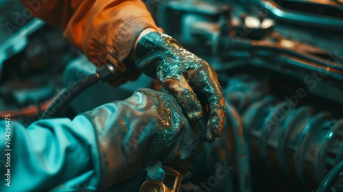 A mechanic's hand fixing a broken car, symbolizing the expertise and hands-on work involved in auto repair 