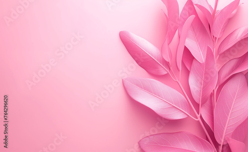 Abstract minimal pink background with pink plant leaves photo