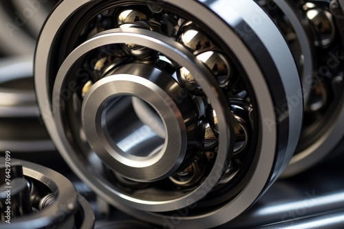 Intricate Design of a Steel Ball Bearing Captured in a Close-up Shot