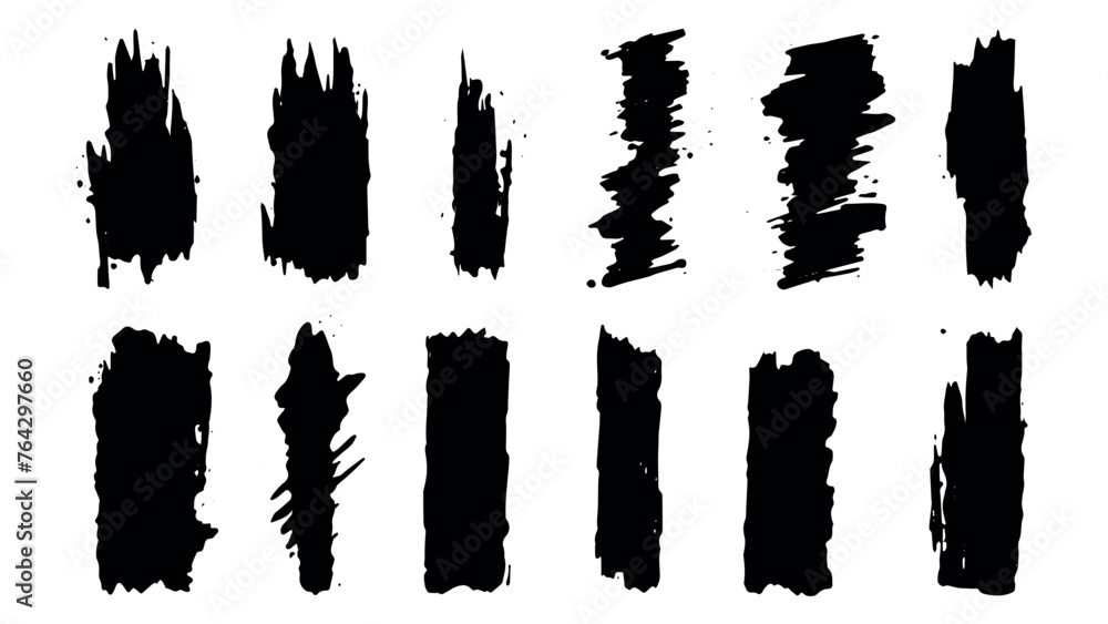 Set of grunge black paint brush strokes. Brush strokes collection isolated on white background for design. Grunge backdrop, trendy brush stroke for black ink paint. vector illustrator Set of grunge black paint brush strokes. Brush strokes collection isolated on white background for design. Grunge backdrop, trendy brush stroke for black ink paint. vector illustrator