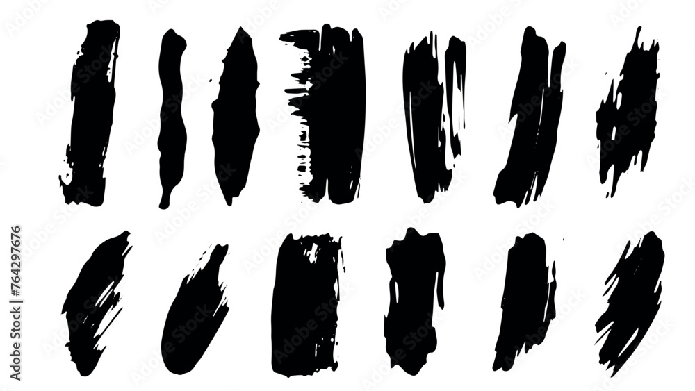 Set of grunge black paint brush strokes. Brush strokes collection isolated on white background for design. Grunge backdrop, trendy brush stroke for black ink paint. vector illustrator Set of grunge black paint brush strokes. Brush strokes collection isolated on white background for design. Grunge backdrop, trendy brush stroke for black ink paint. vector illustrator