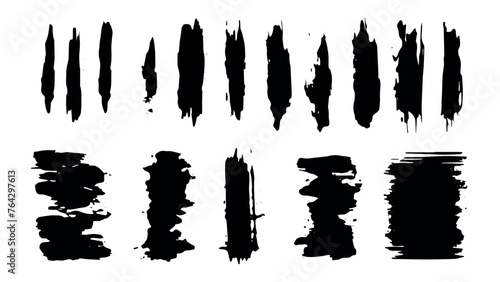 Painted grunge brush strokes vector collection. Hand drawn ink brush stroke, lines, boxes, design elements, background isolated on white, Set of black paint, ink brush strokes. Abstract lines, grungy  photo