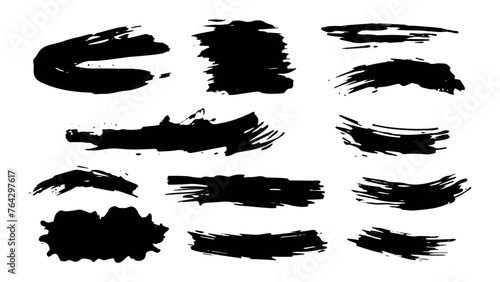 Painted grunge brush strokes vector collection. Hand drawn ink brush stroke, lines, boxes, design elements, background isolated on white, Set of black paint, ink brush strokes. Abstract lines, grungy 