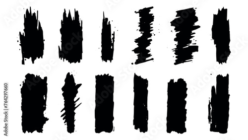 Set of grunge black paint brush strokes. Brush strokes collection isolated on white background for design. Grunge backdrop, trendy brush stroke for black ink paint. vector illustrator