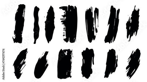 Set of grunge black paint brush strokes. Brush strokes collection isolated on white background for design. Grunge backdrop, trendy brush stroke for black ink paint. vector illustrator