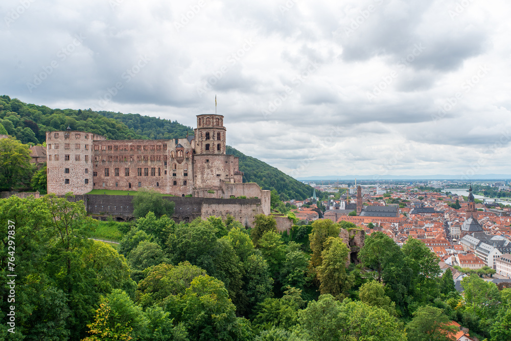 Heidelberg, landscape, sky, view, town, river, panorama, city, nature, travel, hill, countryside, europe, mountain, clouds, green, valley, village, forest, panoramic, trees, rural, summer, lake, water