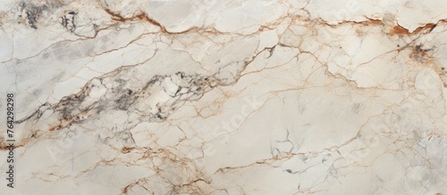 A detailed view of a marble slab with an intricate brown and white design © TheWaterMeloonProjec