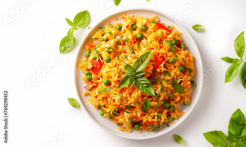 Nutritious Meal: Homemade Pilaf Featuring Greens and Tomatoes