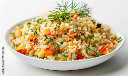 Vegetarian Feast: Enjoy a Plate of Delicious Pilaf with Greens and Tomatoes