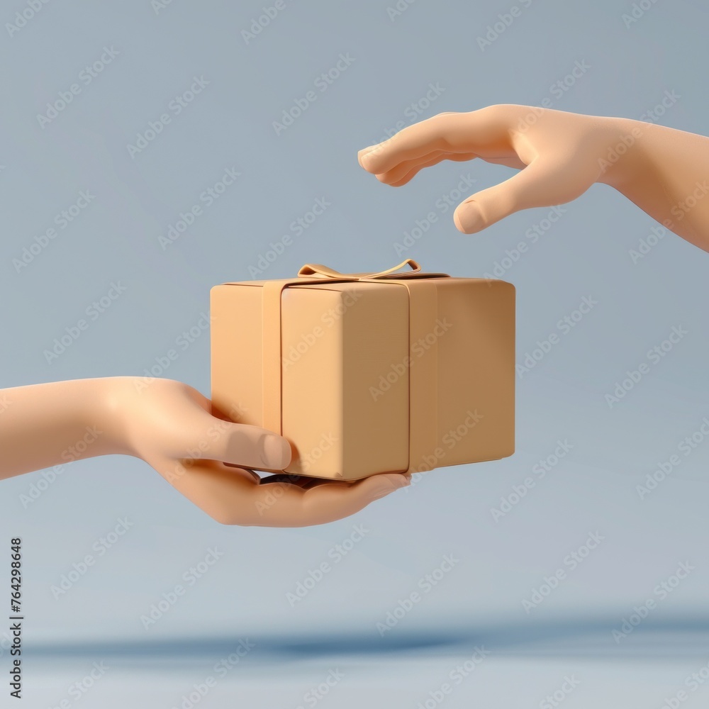 Obraz premium cartoon 3D hands hold the parcel