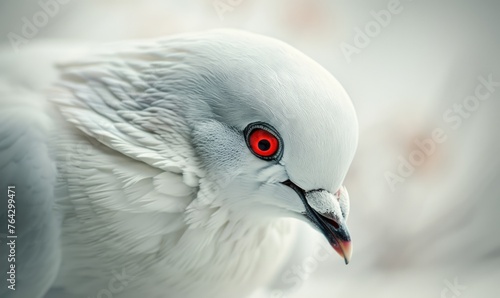 White pigeon with bright red eyes captured in a striking close-up © TheoTheWizard