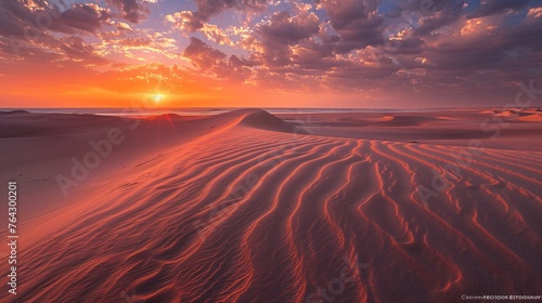 Sunset across the coastal lowlands granitic sand plains, Nature Reserve – NEOM, Saudi Arabia, photo