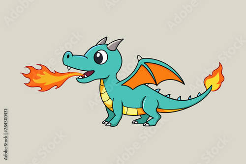 fire spitting dragon vector illustration